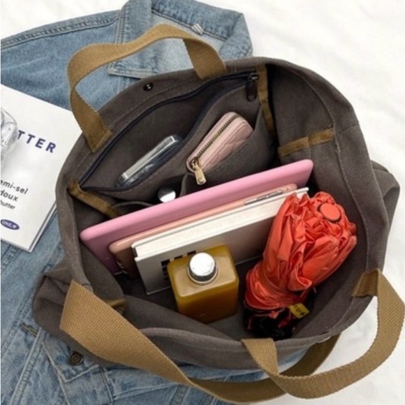 NWT Minimalist Large Capacity Canvas Shoulder Tote Bag - Picture 2 of 5